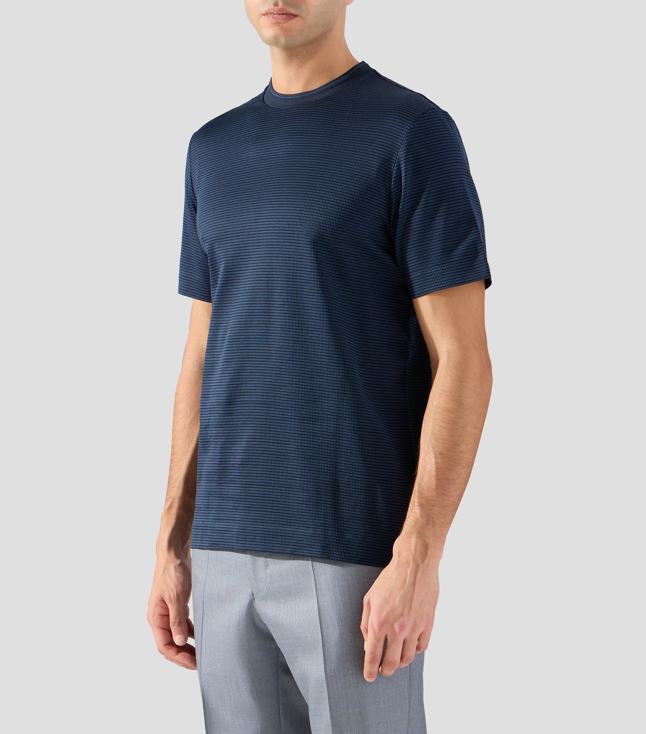 Playera cuello redondo manga corta con microdiseño Hombre